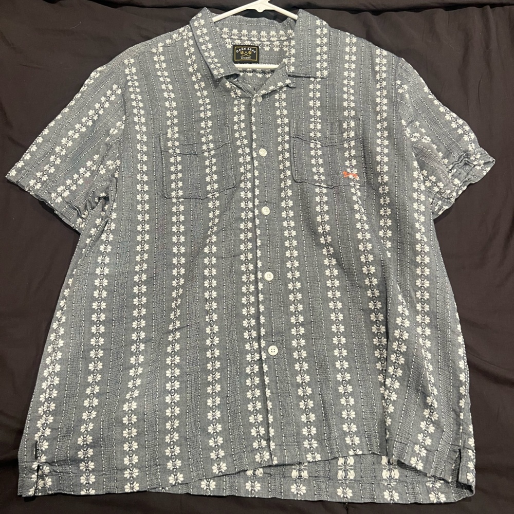 Men's Gray Floral Casual Button Down Shirt
